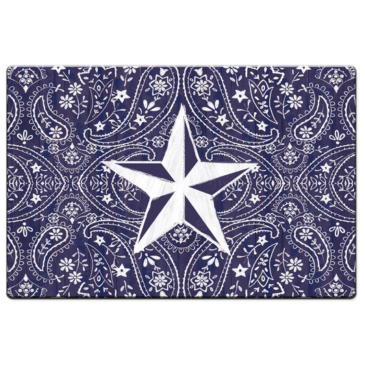 Blue Bandana Star 30” x 20” Decorative Vinyl Comfort Floor Mat Manufactured in the USA