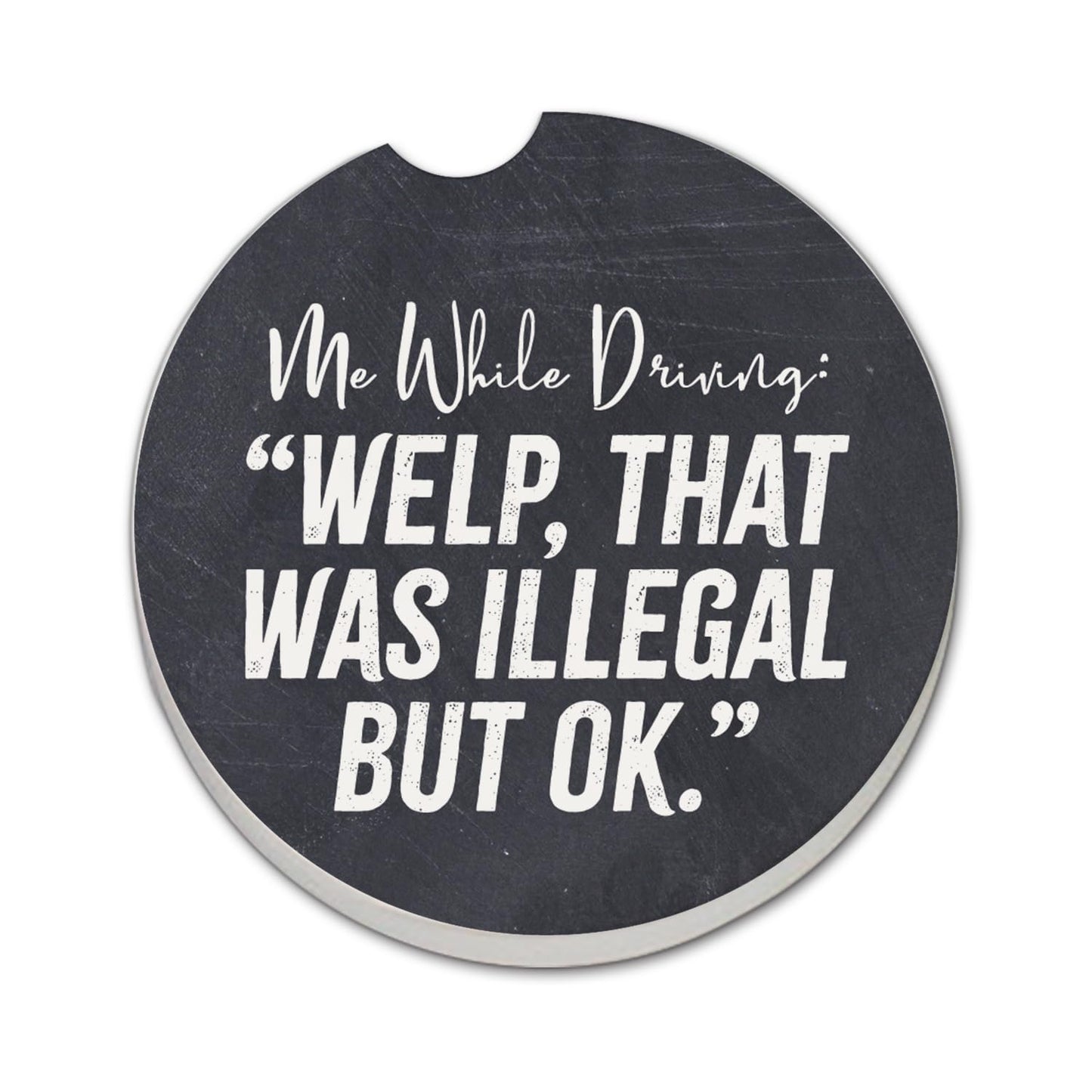 Thirstystone Illegal Single Absorbent Stone Coaster for Vehicle Cup Holder 2.6” Diameter Manufactured in The USA