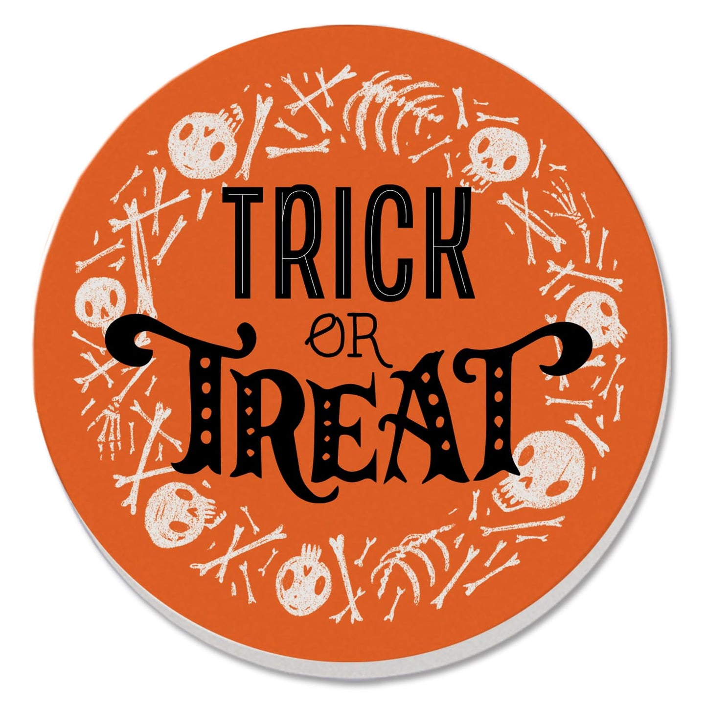 Thirstystone Trick or Treat Round Absorbent Stone Coaster with Protective Cork Backing Manufactured in The USA 4" Diameter