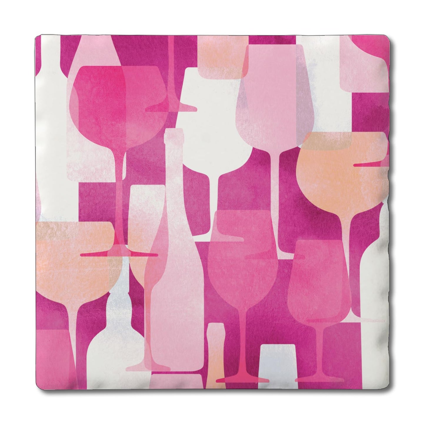 Thirstystone Pink Bottles Single Tumbled Tile Stone Coaster with Protective Cork Backing Manufactured in The USA 4" Square, Artistic, Easily Wipes Clean
