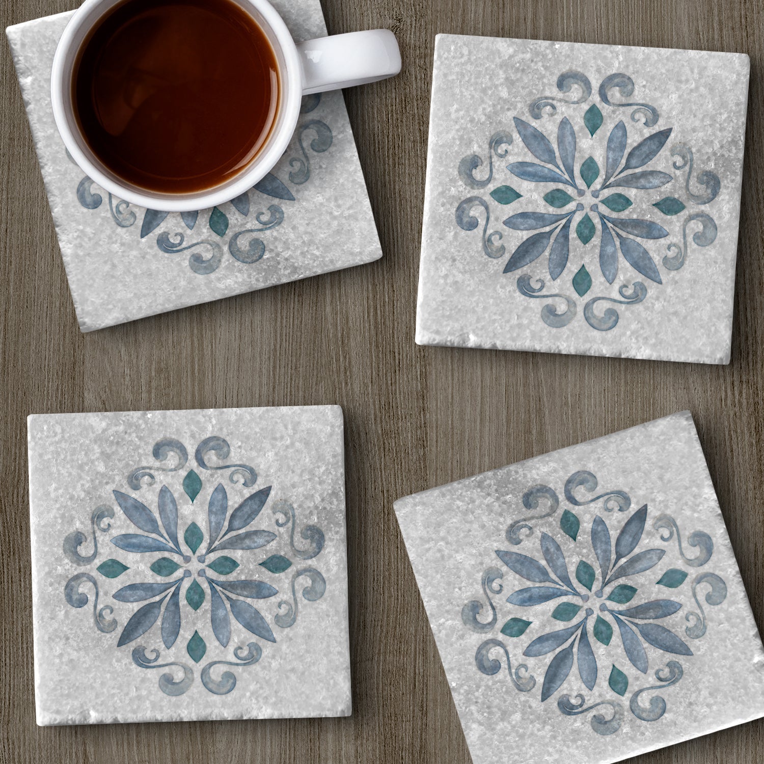 4 PK Marble Coaster Sets-Square