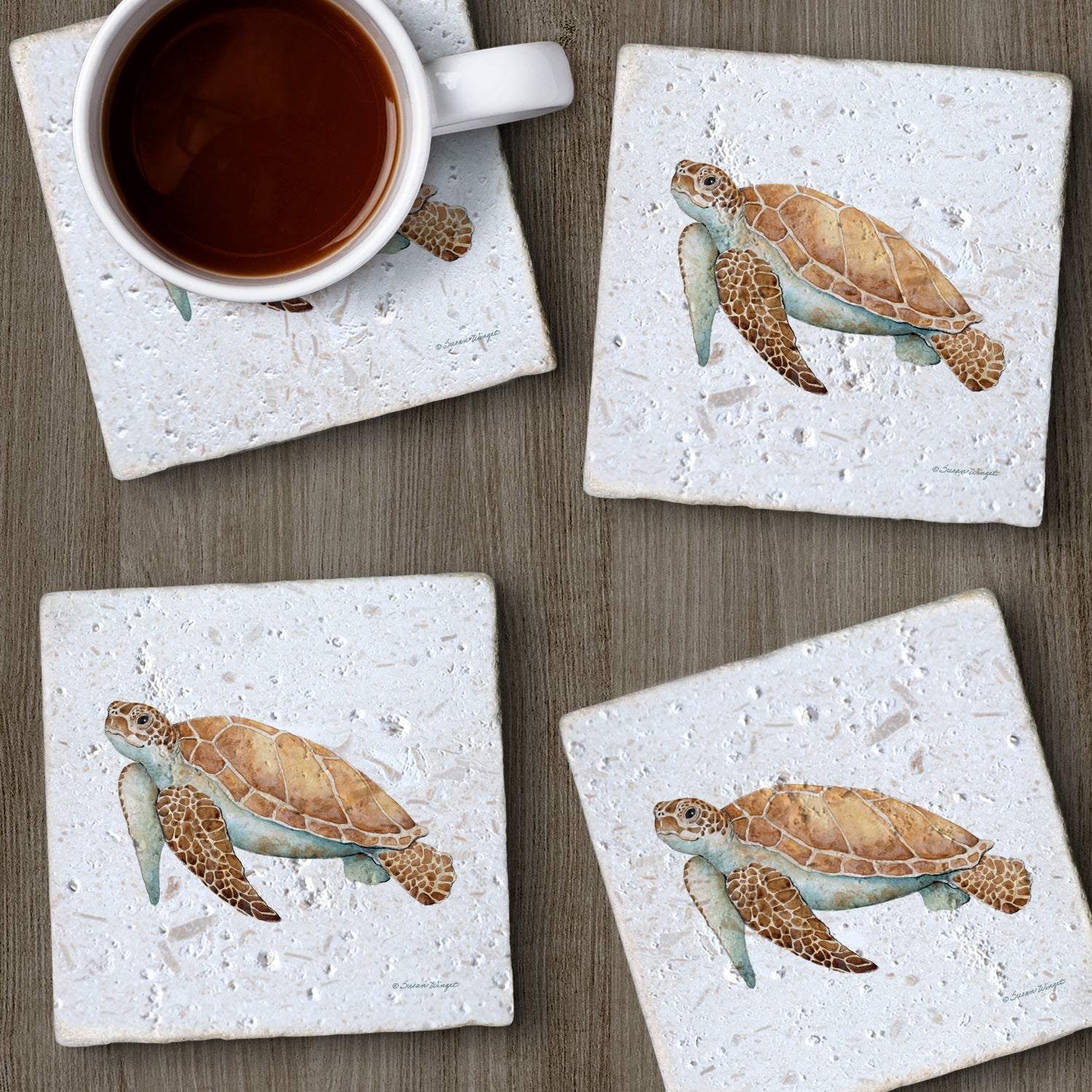 4 PK Shell Coaster Sets