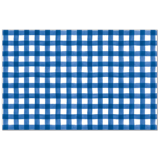 CounterArt Blue Gingham 24 Premium Paper Placemats in Resealable Poly-Bag Made in The USA 17" x 11"