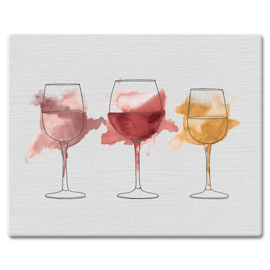 CounterArt Watercolor Wine 3mm Tempered Glass Cutting Board 15” x 12” Manufactured in the USA