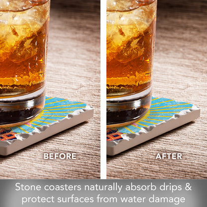 Thirstystone Florida Retro 4 Pack Tumbled Tile Stone Coasters 4" Square Manufactured in the USA