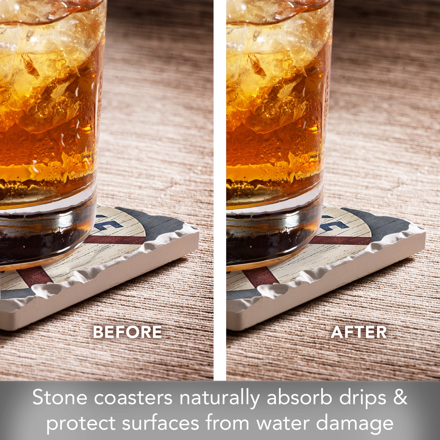 Thirstystone Lake House Preserver 4-Pack Tumbled Tile Stone Coasters 4" Square Manufactured in the USA