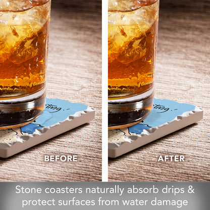 Thirstystone Beach Meeting 4 Pack Tumbled Tile Stone Coasters 4" Square Manufactured in the USA