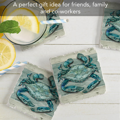 Thirstystone Northpoint Crab 4 Pack Tumbled Tile Stone Coasters 4" Square Manufactured in the USA