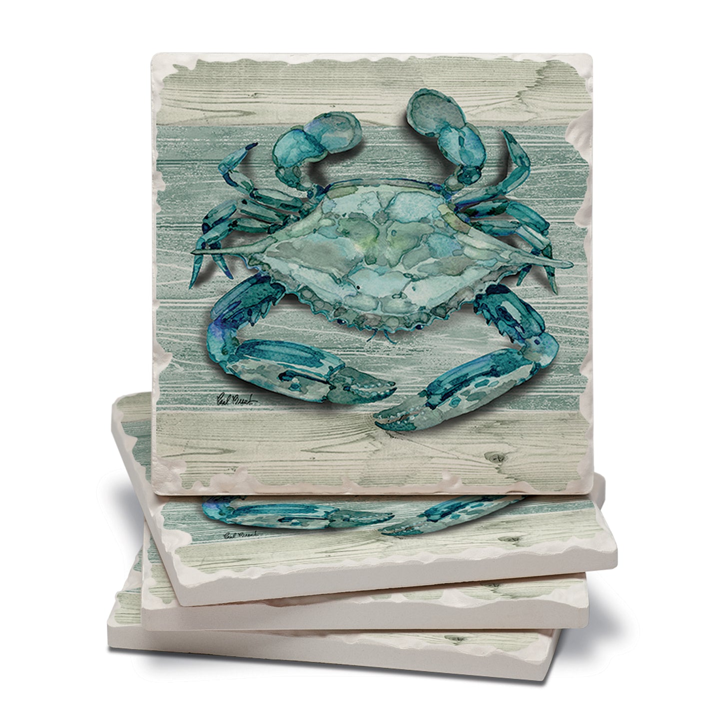 Thirstystone Northpoint Crab 4 Pack Tumbled Tile Stone Coasters 4" Square Manufactured in the USA