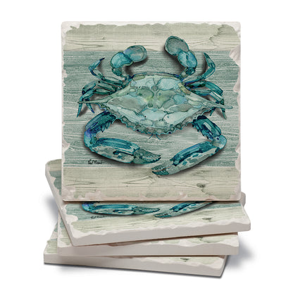 Thirstystone Northpoint Crab 4 Pack Tumbled Tile Stone Coasters 4" Square Manufactured in the USA