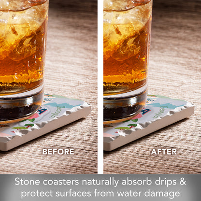 Thirstystone Alabama State Attractions 4 Pack Absorbent Stone Tumbled Tile Coasters 4” Square Manufactured in the USA