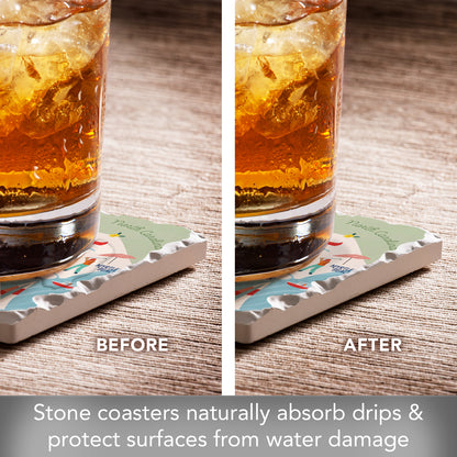 Thirstystone South Carolina Attractions 4 Pack Tumbled Tile Stone Coasters 4" Square Manufactured in the USA