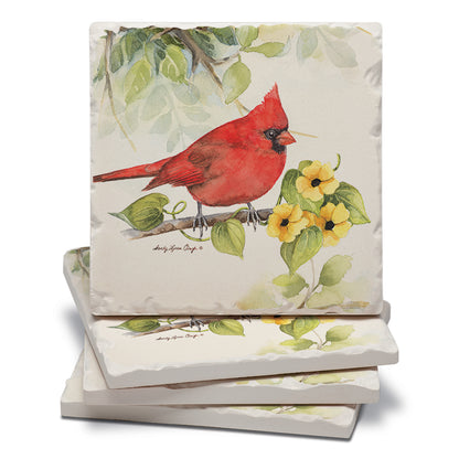 Thirstystone Cardinal 4 Pack Tumbled Tile Stone Coasters 4" Square Manufactured in the USA