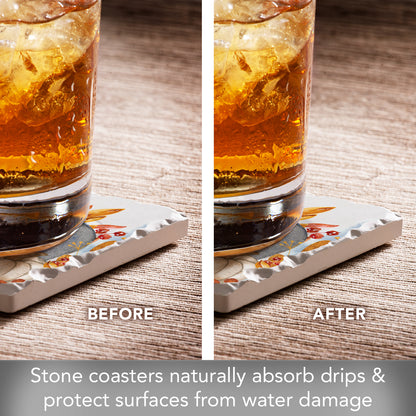 Thirstystone Denim Harvest Pumpkins 4 Pack Tumbled Tile Stone Coasters 4" Square Manufactured in the USA