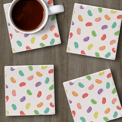 Thirstystone Jelly Beans 4-Pack Absorbent Stone Tumbled Tile Coasters 4" Square Manufactured in the USA