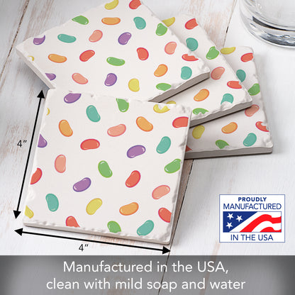 Thirstystone Jelly Beans 4-Pack Absorbent Stone Tumbled Tile Coasters 4" Square Manufactured in the USA