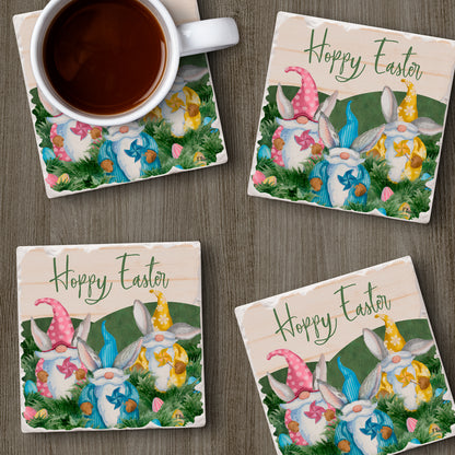Thirstystone Hoppy Easter 4 Pack Tumbled Tile Stone Coasters 4" Square Manufactured in the USA