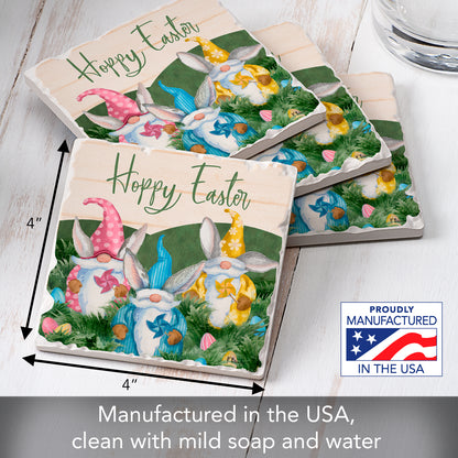 Thirstystone Hoppy Easter 4 Pack Tumbled Tile Stone Coasters 4" Square Manufactured in the USA
