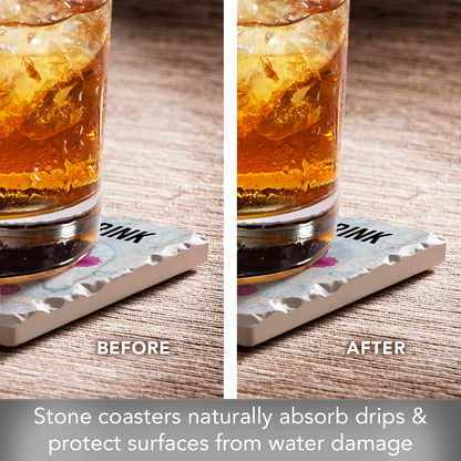 Thirstystone Mom's Drink 4 Pack Absorbent Stone Tumbled Tile Coasters with Protective Cork Backing 4" Square Manufactured in The USA Artistic Absorbent Easily Wipes Clean