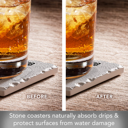 Thirstystone Mother Acronym 4-Pack Absorbent Stone Tumbled Tile Coasters with Protective Cork Backing 4" Square Manufactured in The USA Artistic Absorbent Easily Wipes Clean