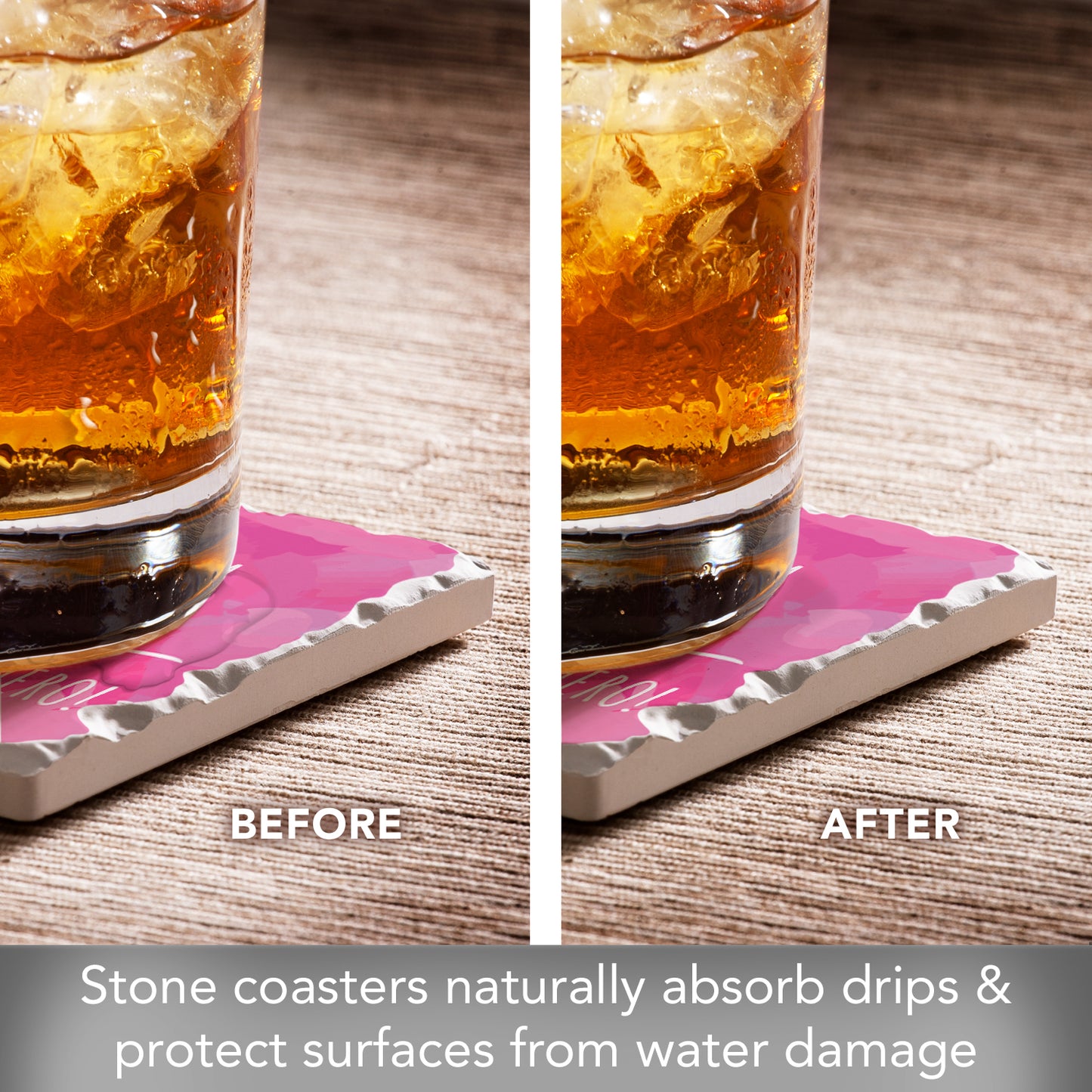 Thirstystone Superhero Mom 4 Pack Absorbent Stone Tumbled Tile Coasters with Protective Cork Backing 4" Square Manufactured in The USA Artistic Absorbent Easily Wipes Clean