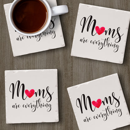 Thirstystone Mom Everything 4 Pack Absorbent Stone Tumbled Tile Coasters with Protective Cork Backing 4" Square Manufactured in The USA Artistic Absorbent Easily Wipes Clean
