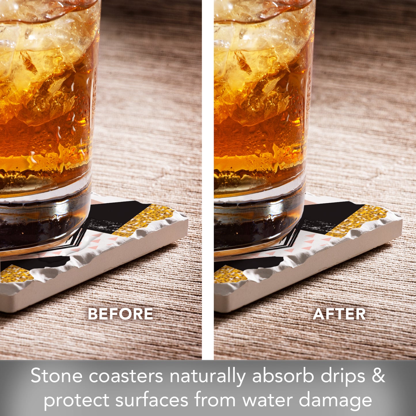 Thirstystone Bonus Mom 4 Pack Absorbent Stone Tumbled Tile Coasters with Protective Cork Backing 4" Square Manufactured in The USA Artistic Absorbent Easily Wipes Clean