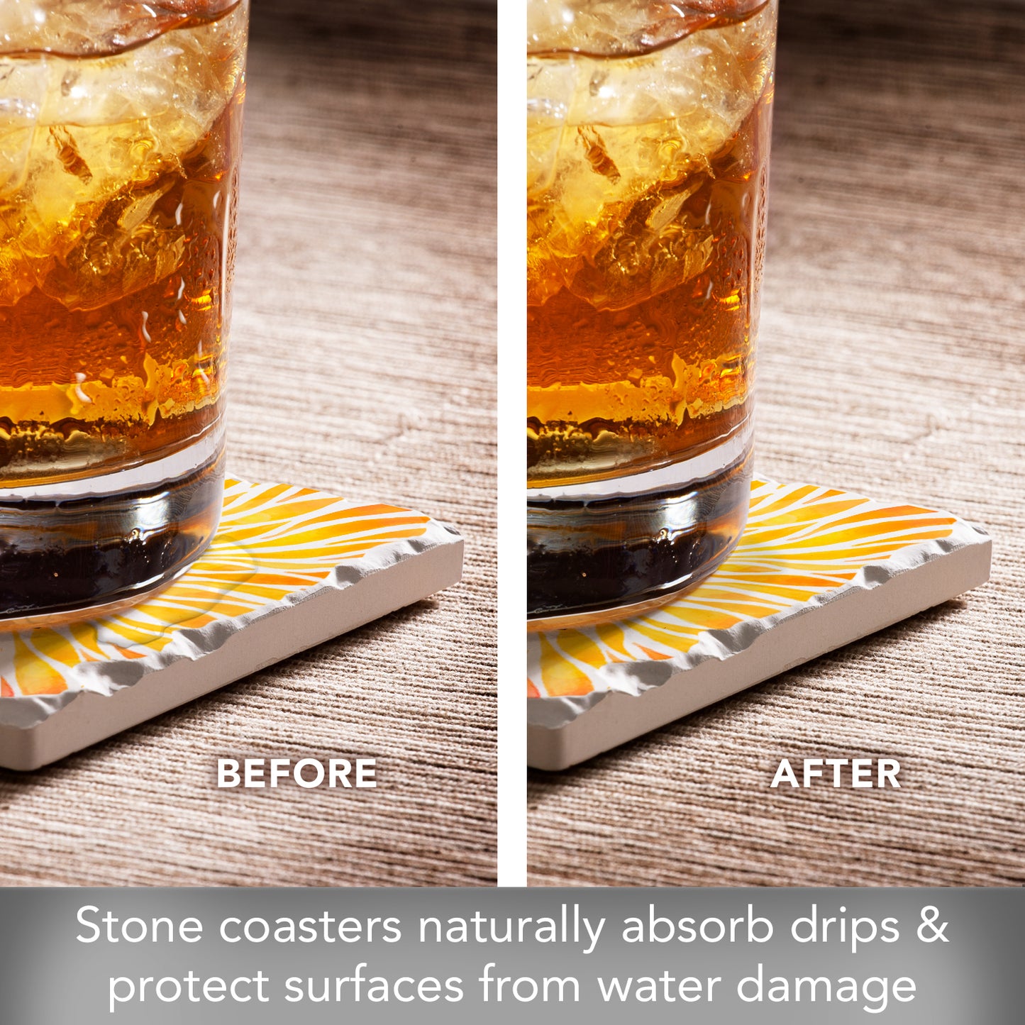 Thirstystone Mom My Sunshine 4 Pack Absorbent Stone Tumbled Tile Coasters with Protective Cork Backing 4" Square Manufactured in The USA Artistic Absorbent Easily Wipes Clean