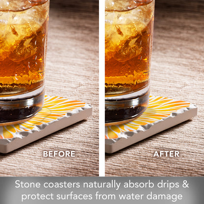 Thirstystone Mom My Sunshine 4 Pack Absorbent Stone Tumbled Tile Coasters with Protective Cork Backing 4" Square Manufactured in The USA Artistic Absorbent Easily Wipes Clean