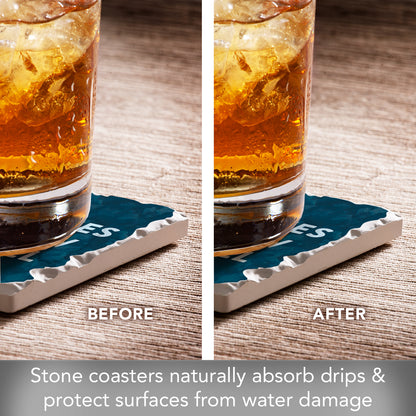Thirstystone Dad Jokes 4 Pack Absorbent Stone Tumbled Tile Coasters with Protective Cork Backing 4" Square Manufactured in The USA Artistic Absorbent Easily Wipes Clean