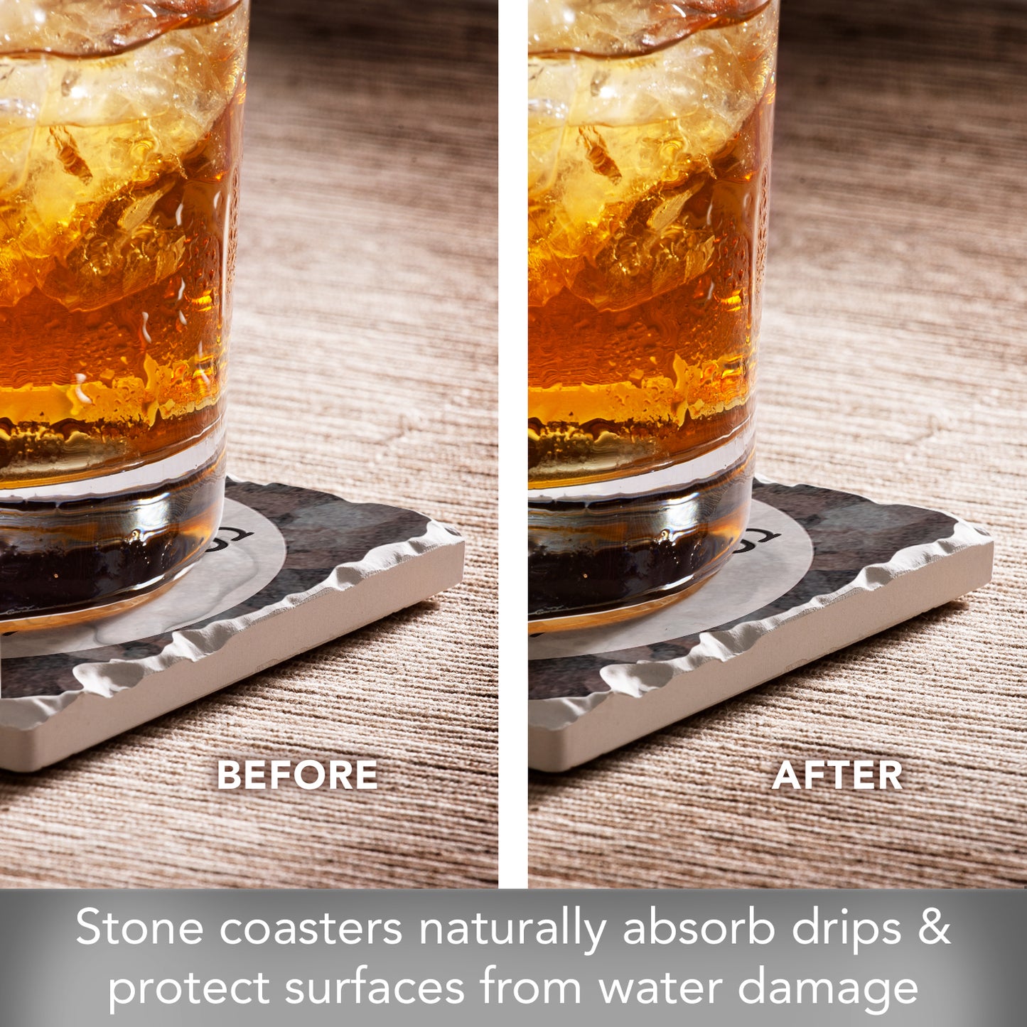 Thirstystone Dad's Beer Goes Here 4 Pack Absorbent Stone Tumbled Tile Coasters with Protective Cork Backing 4" Square Manufactured in The USA Artistic Absorbent Easily Wipes Clean