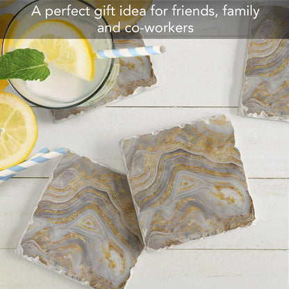 Thirstystone Agate Allure 4-Pack Tumbled Tile  Stone Coasters 4" Square Manufactured in the USA