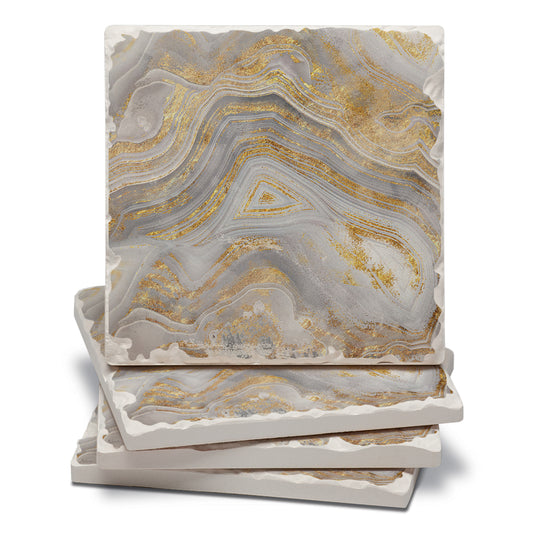 Thirstystone Agate Allure 4-Pack Tumbled Tile  Stone Coasters 4" Square Manufactured in the USA