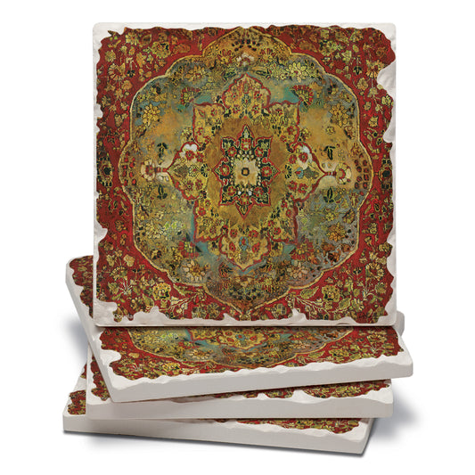 Thirstystone Grand Bazaar 4 Pack Tumbled Tile Stone Coasters 4" Square Manufactured in the USA