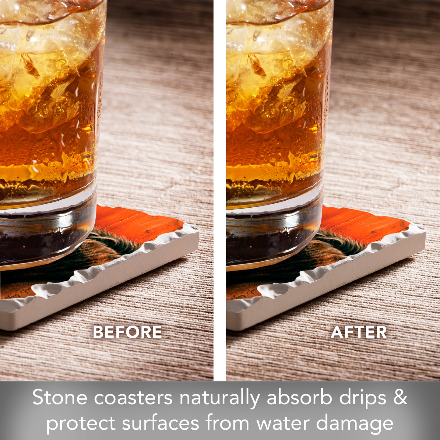 Thirstystone Horse Portrait 4 Pack Tumbled Tile Stone Coasters 4" Square Manufactured in the USA