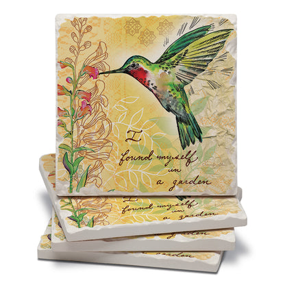 Thirstystone Hummingbird Flight 4 Pack Tumbled Tile Stone Coasters 4" Square Manufactured in the USA