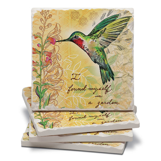 Thirstystone Hummingbird Flight 4 Pack Tumbled Tile Stone Coasters 4" Square Manufactured in the USA