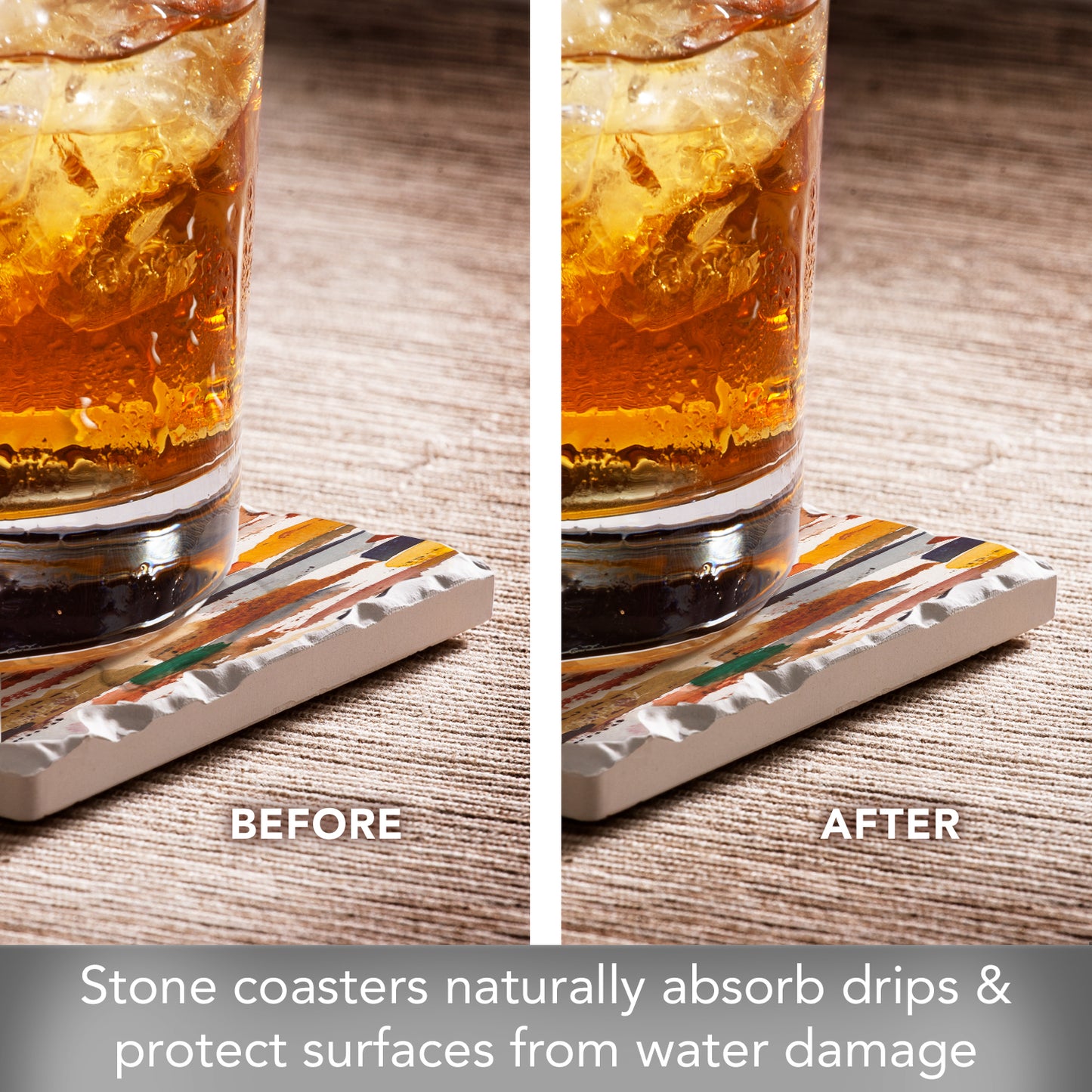 Thirstystone Strata 4 Pack Tumbled Tile Stone Coasters 4" Square Manufactured in the USA