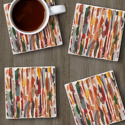 Thirstystone Strata 4 Pack Tumbled Tile Stone Coasters 4" Square Manufactured in the USA