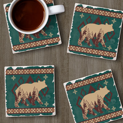 Thirstystone Bear Lodge 4 Pack Tumbled Tile Stone Coasters 4: Square Manufactured in the USA