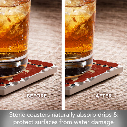 Thirstystone Aztec Lodge IV 4 Pack Tumbled Tile Stone Coasters 4" Square Manufactured in the USA