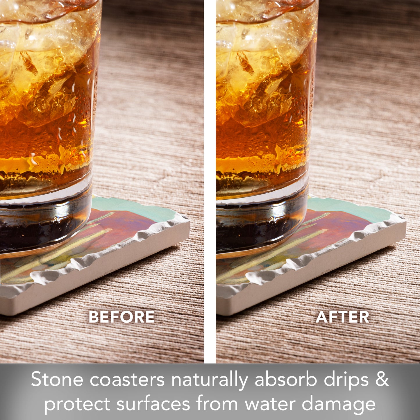 Thirstystone High Desert 4 Pack Tumbled Tile Stone Coasters 4" Square Manufactured in the USA