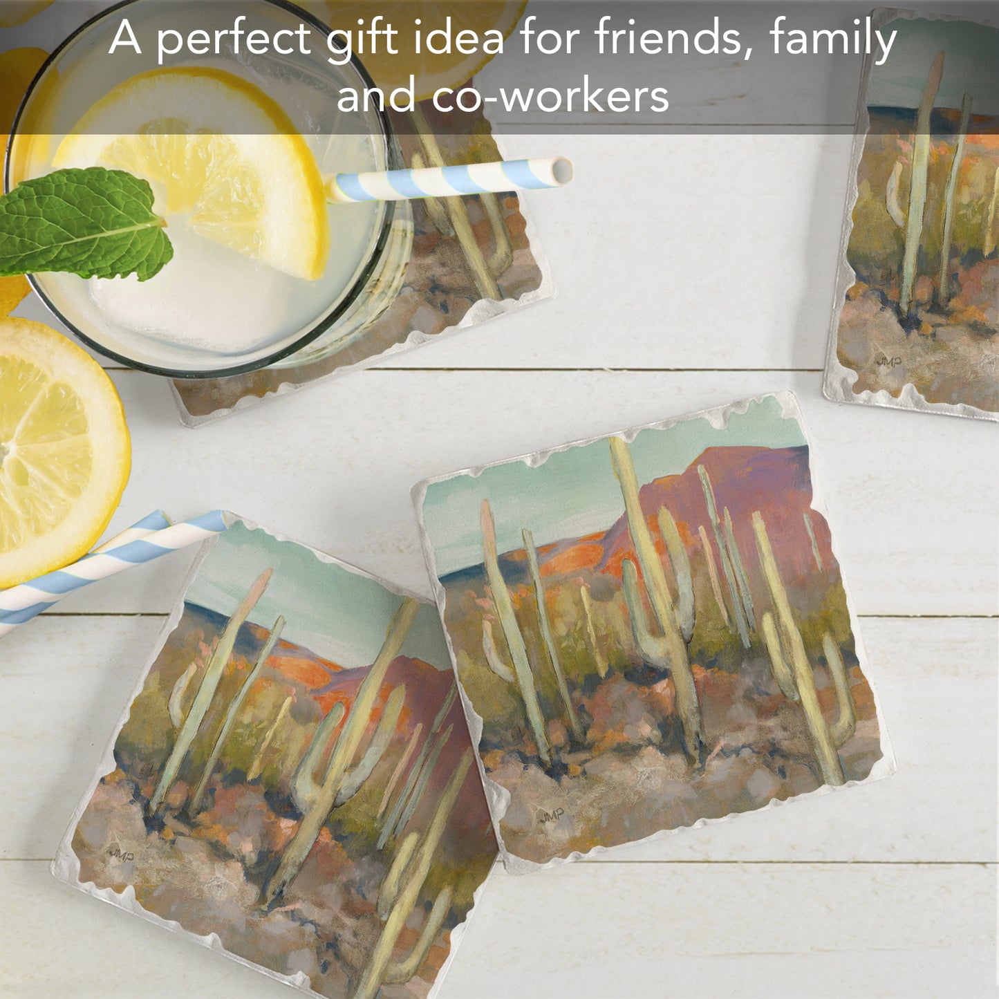 Thirstystone High Desert 4 Pack Tumbled Tile Stone Coasters 4" Square Manufactured in the USA