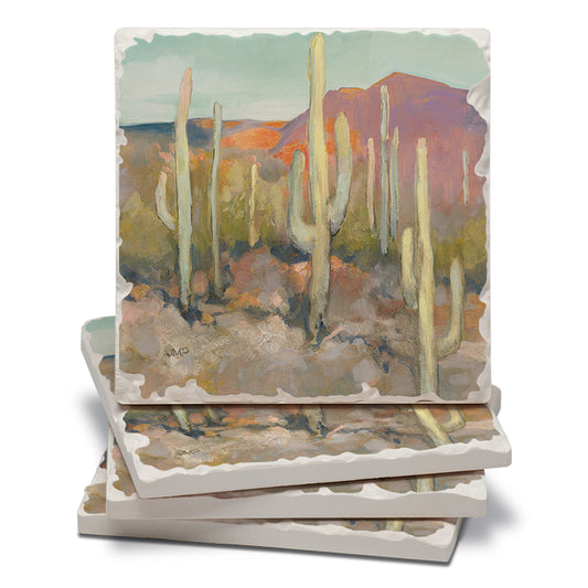 Thirstystone High Desert 4 Pack Tumbled Tile Stone Coasters 4" Square Manufactured in the USA