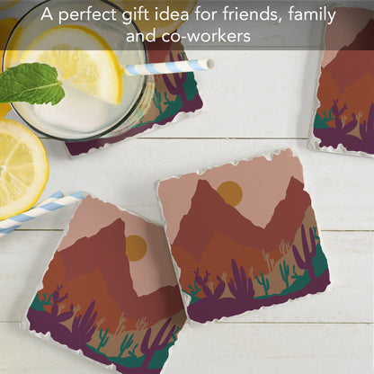 Thirstystone Southwestern Palette 4 Pack Tumbled Tile Stone Coasters 4" Square Manufactured in the USA