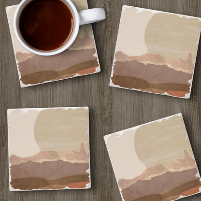 Thirstystone Mountain Sun 4 Pack Tumbled Tile Stone Coasters 4" Square Manufactured in the USA