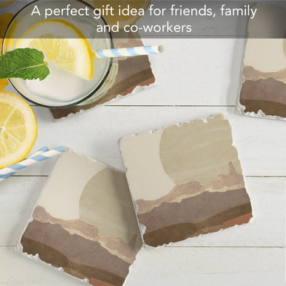 Thirstystone Mountain Sun 4 Pack Tumbled Tile Stone Coasters 4" Square Manufactured in the USA