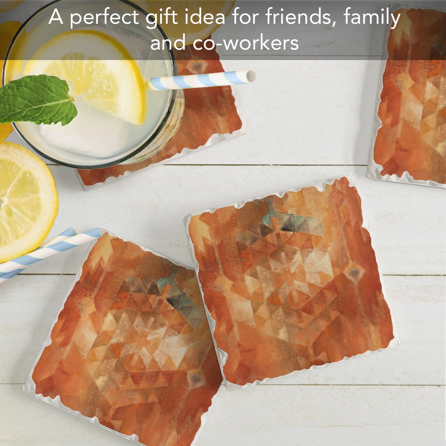 Thirstystone Desert Sunset 4 Pack Tumbled Tile Stone Coasters 4" Square Manufactured in the USA