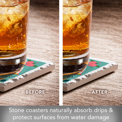 Thirstystone Alabama Home State 4 Pack Tumbled Tile Stone Coasters 4" Square Manufactured in the USA