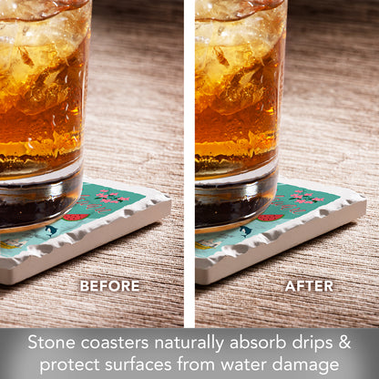 Thirstystone Delaware Home State 4 Pack Tumbled Tile Stone Coasters 4" Square Manufactured in the USA